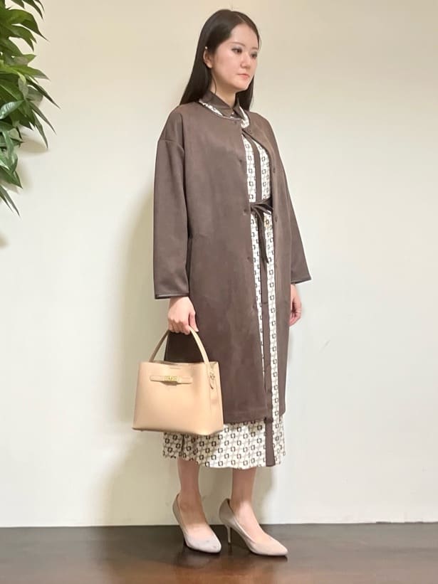 カレンさんの「UNTITLED｜【ウエストリボン/前開きボタン/レトロモダン】チェーン柄フレアワンピース」を使ったコーディネート