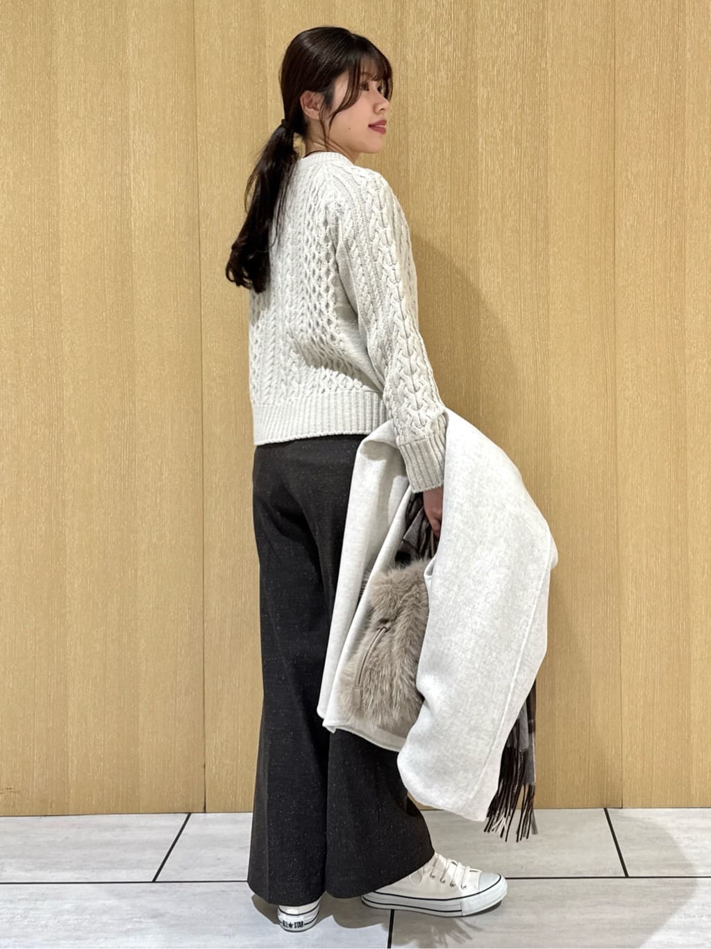 nanaさんの「UNTITLED｜【洗える】スポンディッシュ ケーブル柄ニット」を使ったコーディネート