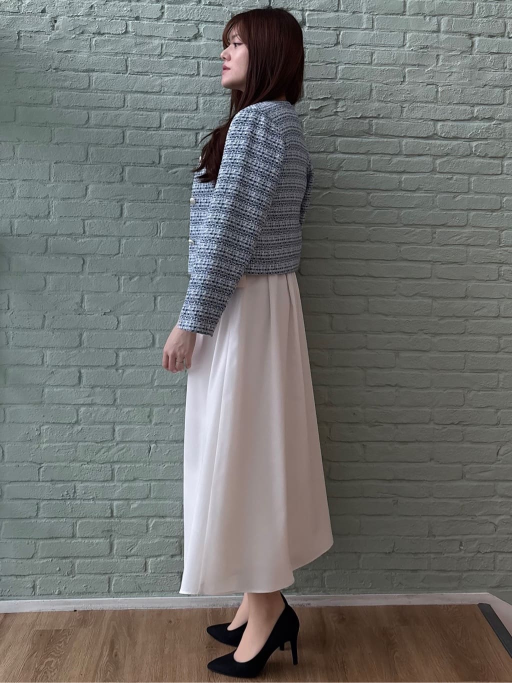 sayaさんの「COUP DE CHANCE｜【ON/OFF着回し】カラーツイードジャケット」を使ったコーディネート