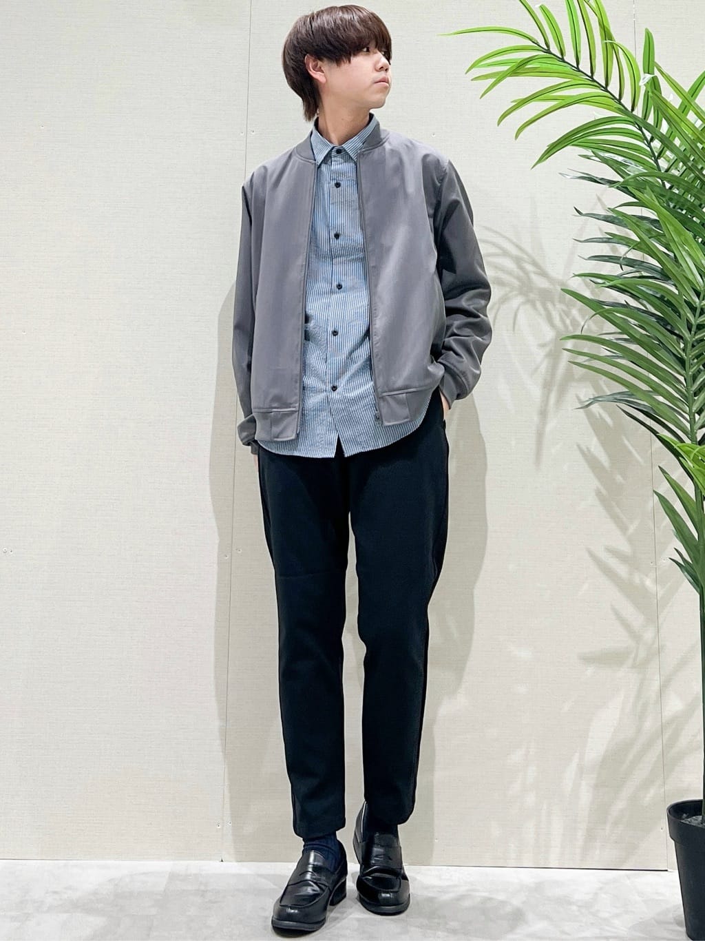SHI-MAさんの「THE SHOP TK｜FLEX LINE ストレッチリブブルゾン　ストレッチ/防シワ/マシンウォッシャブル/セットアップ可」を使ったコーディネート