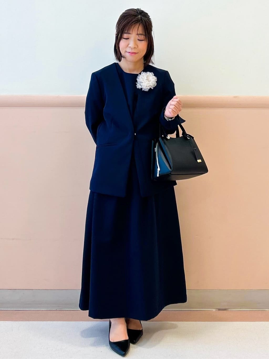 こやさんの「OPAQUE.CLIP｜《通勤／セットアップ対応》 Vネックジャケット／ダブルクロス【洗濯機OK】」を使ったコーディネート
