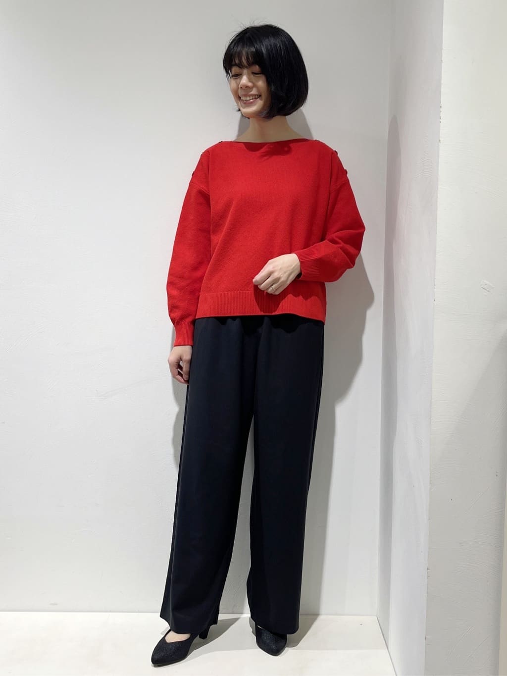 Fujiharuさんの「grove｜きれい見えとイージーな着心地を両立した、ウエストシャーリング ワイドパンツ」を使ったコーディネート