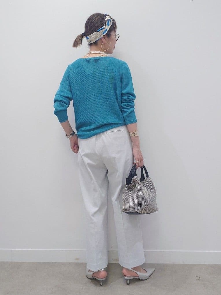 MUTSUKOさんの「UNTITLED｜【古畑星夏さん着用/8色展開/程よい透け感】ドライタッチボートネックニット」を使ったコーディネート