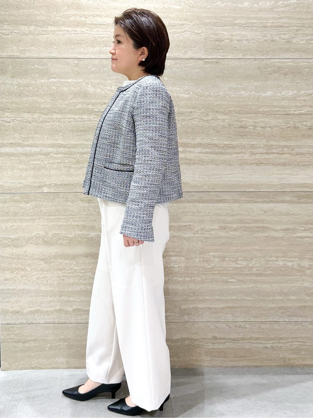 NAMIさんの「OPAQUE.CLIP｜《通勤対応》 コットンツイードジャケット」を使ったコーディネート