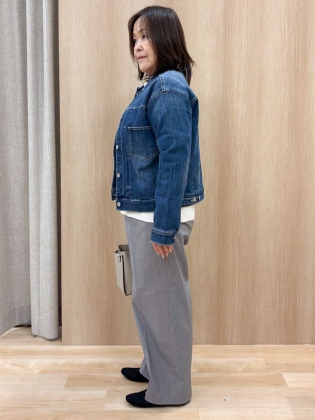 ゆみさんの「grove｜着心地軽やか、動きやすいストレッチデニムジャケット」を使ったコーディネート