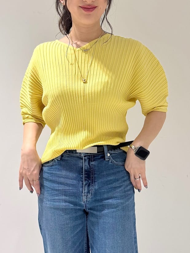そんさんの「INDIVI｜【二の腕カバー／スタイルアップ】ドライタッチストレッチニット」を使ったコーディネート