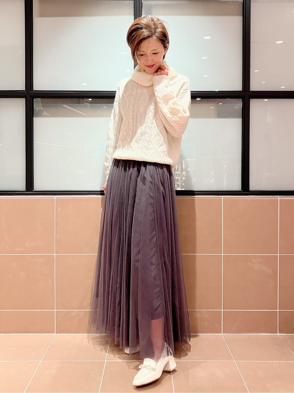 Ｋさんの「ESPERANZA｜ビジュー付リボンローファー」を使ったコーディネート