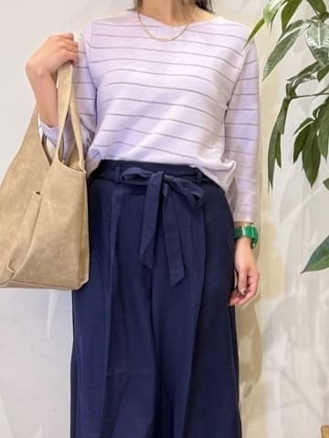 misakiさんの「SHOO･LA･RUE｜【高レビュー/洗濯機可/S-LL】さらっと着られる 8分袖Ⅴネックニット」を使ったコーディネート