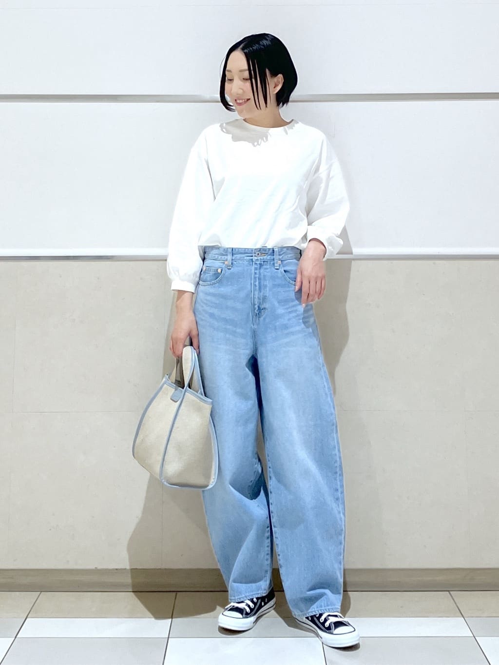 eriko さんの「Dessin｜【360度可愛い・洗える】バックヘンリーカットソー」を使ったコーディネート
