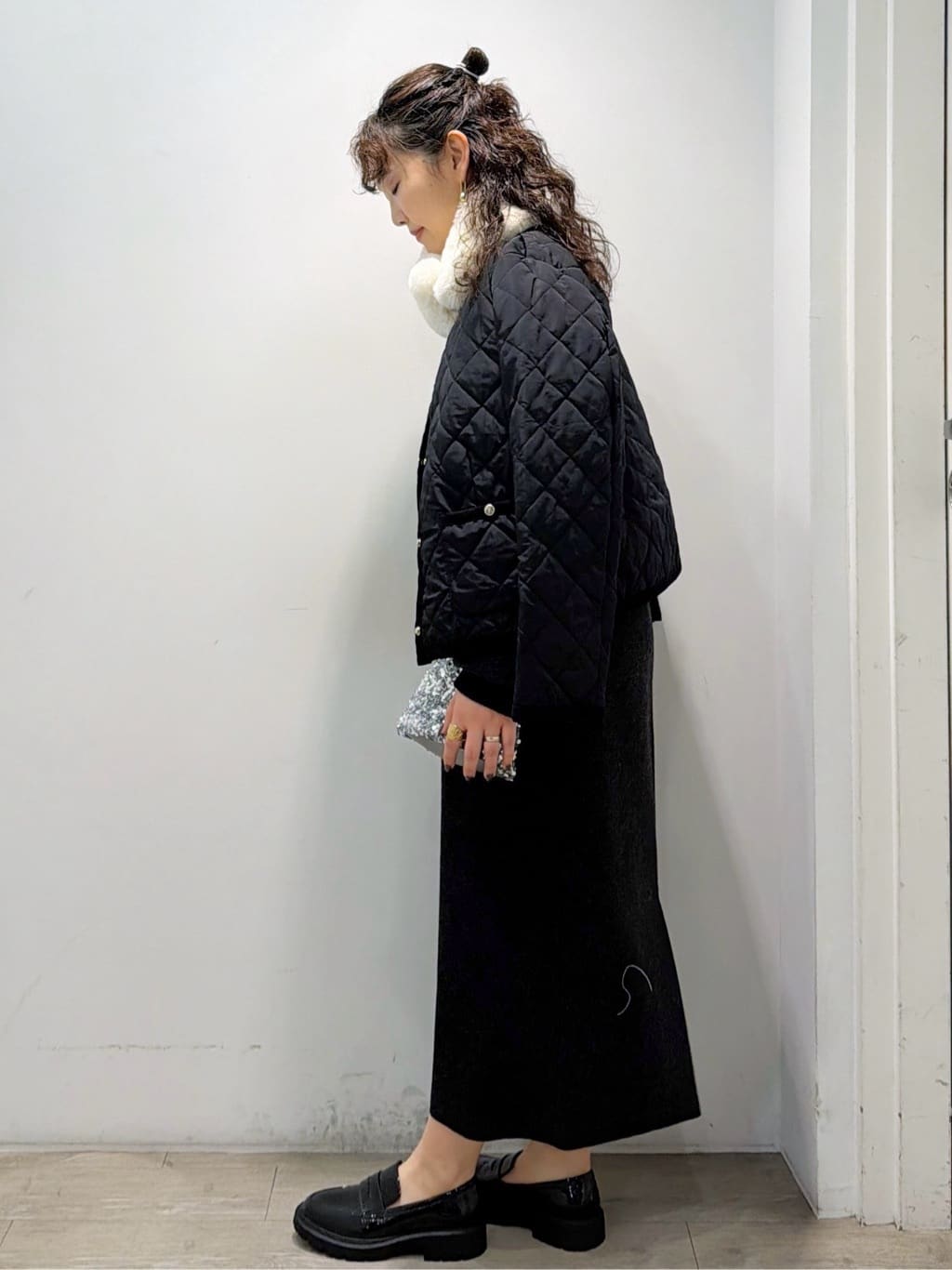 sumicaさんの「OPAQUE.CLIP｜ストレッチメルトンキーネックワンピ【洗濯機OK】」を使ったコーディネート