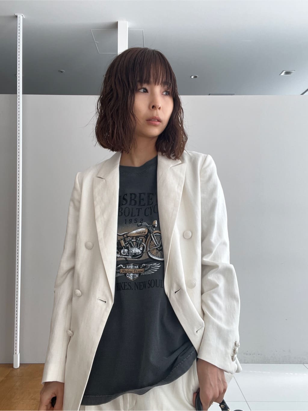 misaさんの「DRESSTERIOR｜【セットアップ可】リネンブレンドダブルブレストジャケット」を使ったコーディネート
