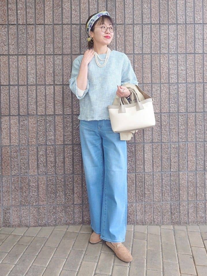 MUTSUKOさんの「UNTITLED｜◆【洗える】ツイードドルマンブラウス」を使ったコーディネート