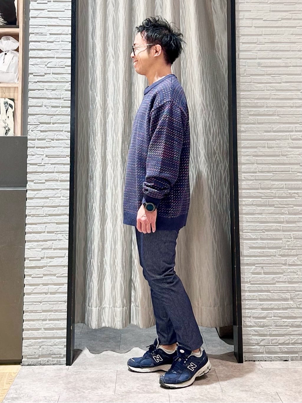 KENJI Iさんの「THE SHOP TK｜バーズアイグラデーションニット 洗濯機OK／ユニセックスでおすすめ！」を使ったコーディネート