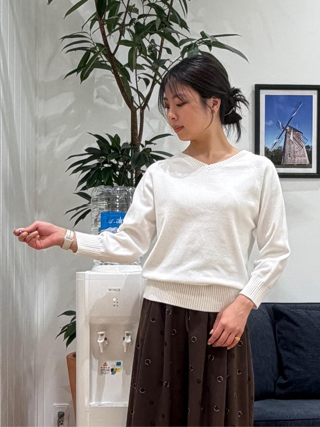 reinaさんの「Dessin｜【洗える】ドットワイドパンツ」を使ったコーディネート