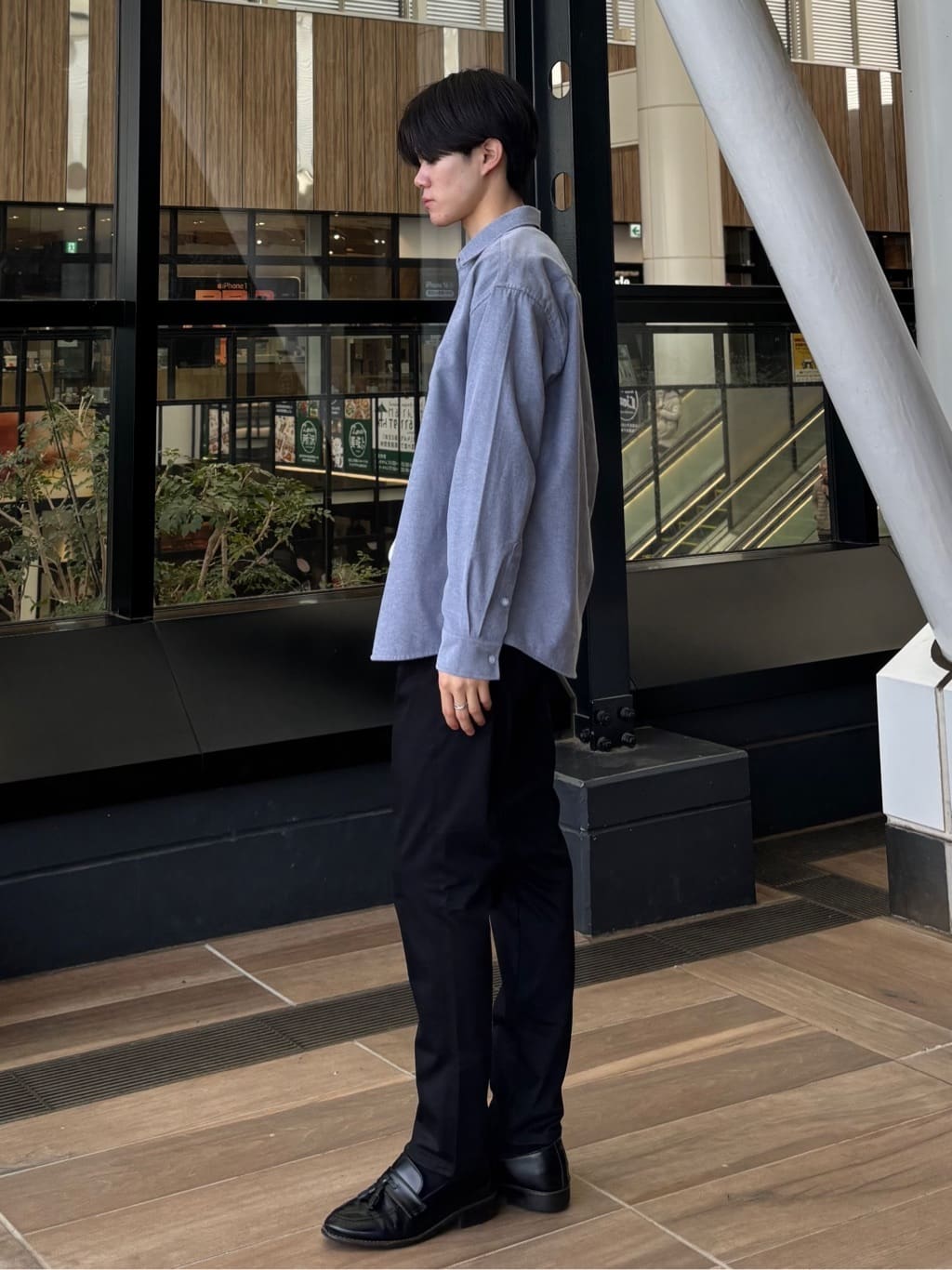 うらしーさんの「THE SHOP TK｜【POLO BCS 別注】 アソート長袖シャツ ストライプ／グレー／デニム」を使ったコーディネート