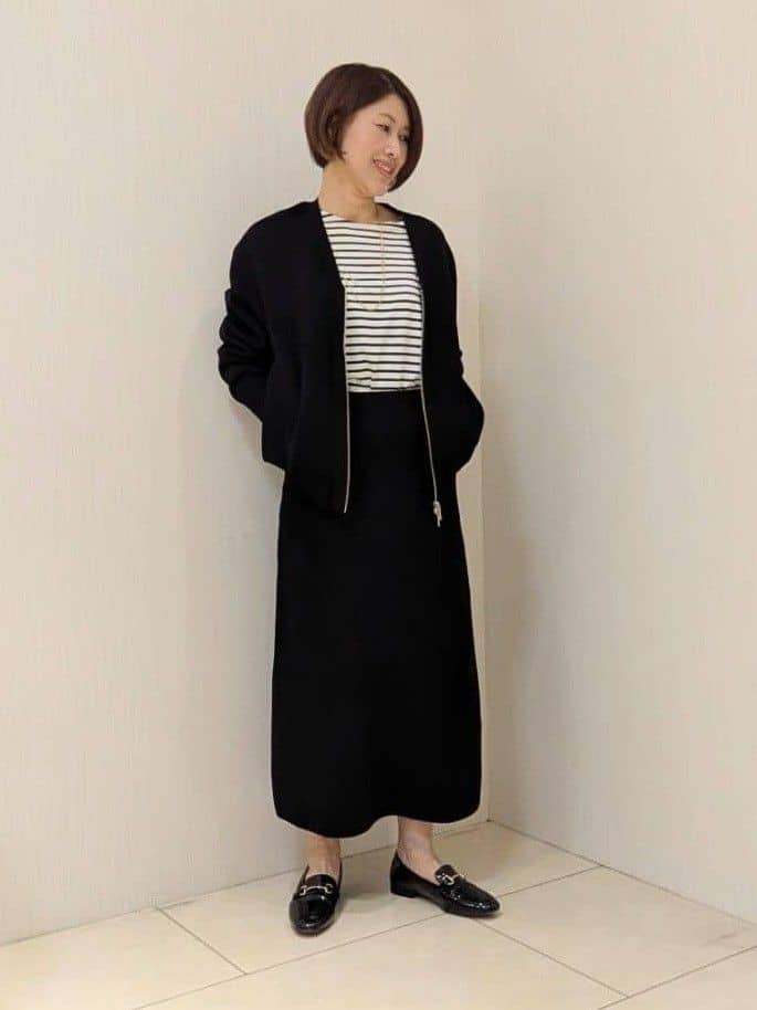 u-macoさんの「UNTITLED｜◆【軽羽織り/セットアップ可】ジップアップニットカーディガン」を使ったコーディネート