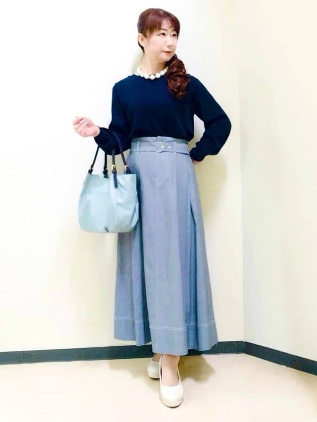花さんの「Reflect｜ダンガリータックフレアスカート」を使ったコーディネート