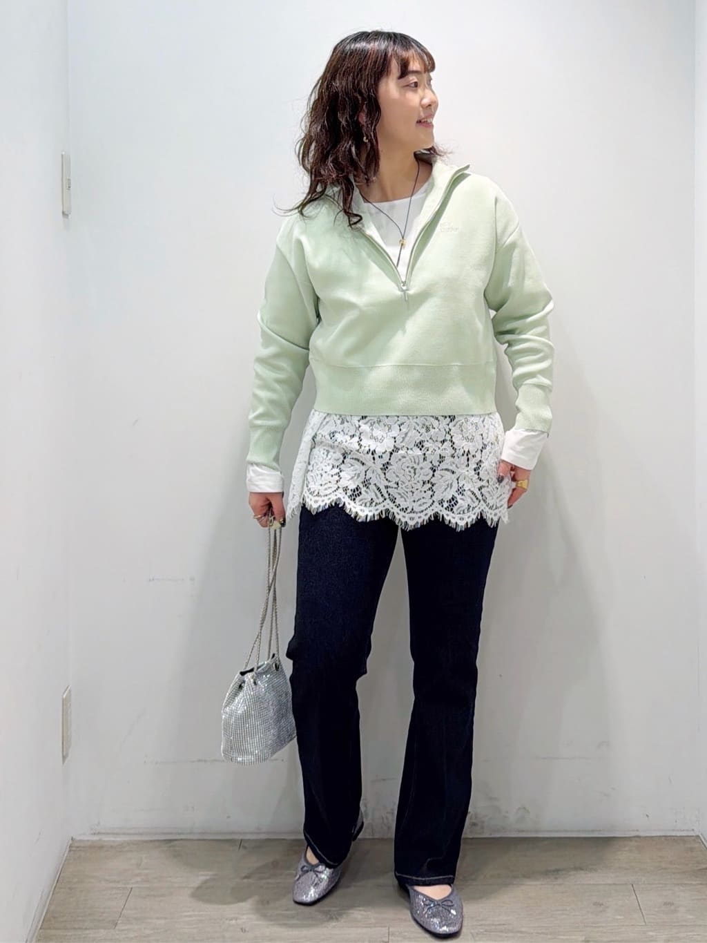 sumicaさんの「OPAQUE.CLIP｜ハーフZIP刺繍ロゴニット【洗濯機OK】」を使ったコーディネート