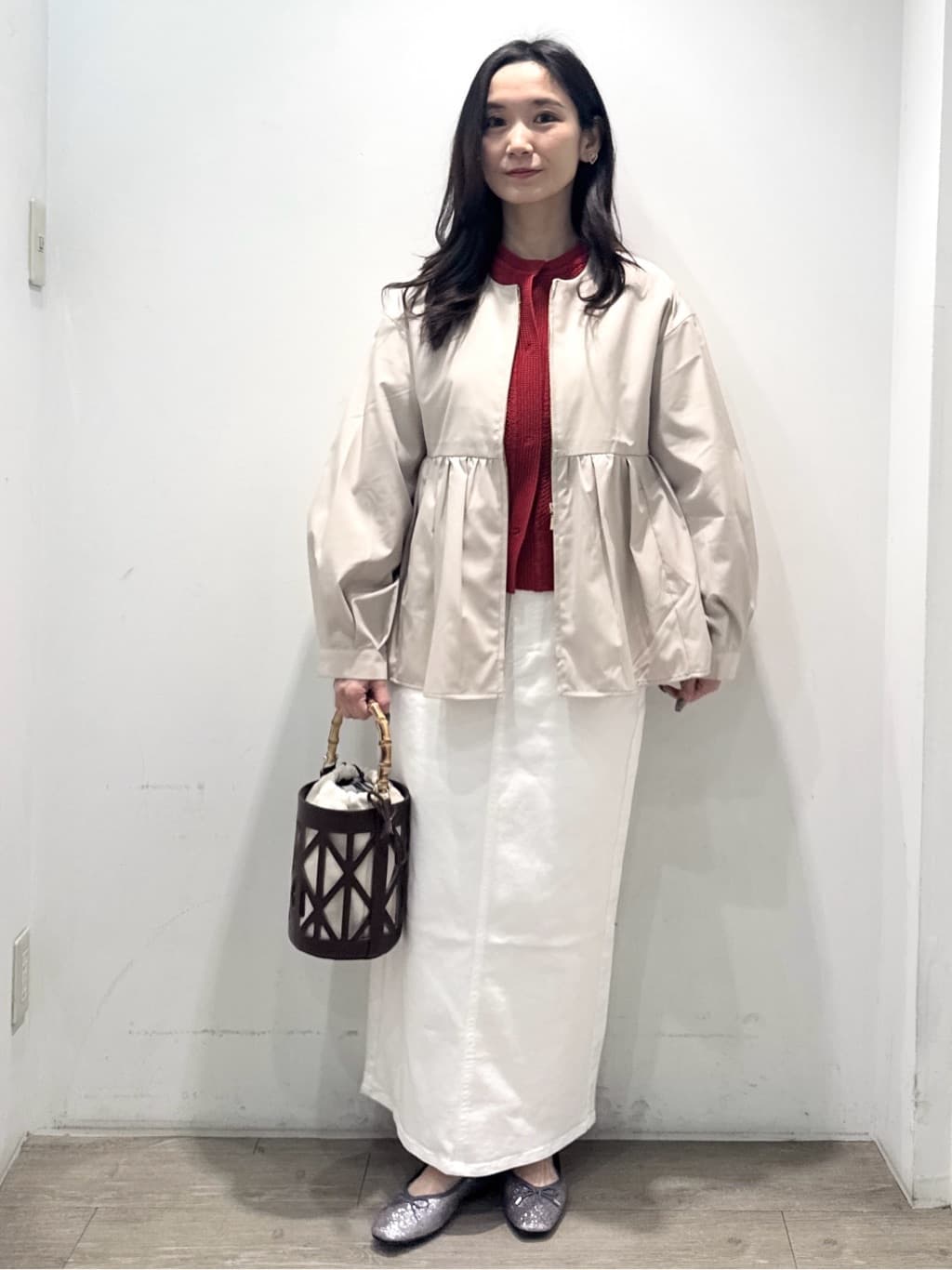 yuicciさんの「OPAQUE.CLIP｜撥水ノーカラーペプラムブルゾン【洗濯機OK／抗ピル】」を使ったコーディネート