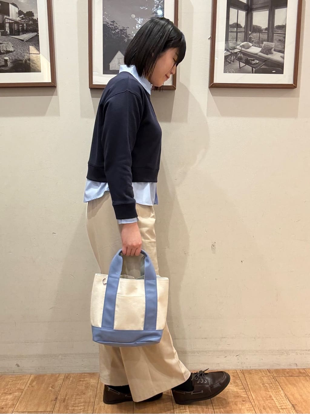 Tsuruさんの「SHOO･LA･RUE｜【洗濯機可】1枚でサマ見え シャツレイヤード風 スウェット」を使ったコーディネート