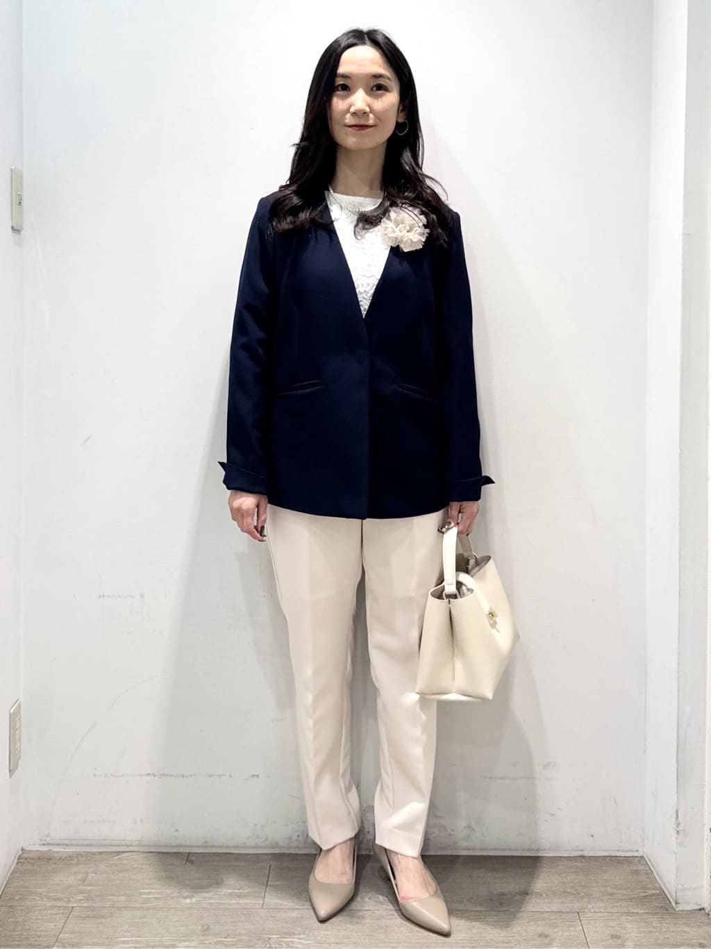 yuicciさんの「OPAQUE.CLIP｜《通勤／セットアップ対応》 Vネックジャケット／ダブルクロス【洗濯機OK】」を使ったコーディネート