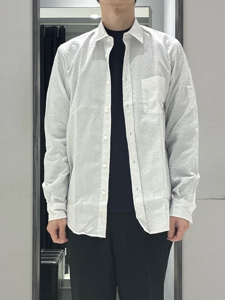 わいずみさんの「TAKEO KIKUCHI｜播州 ドビーストライプ フラワーシャツ」を使ったコーディネート