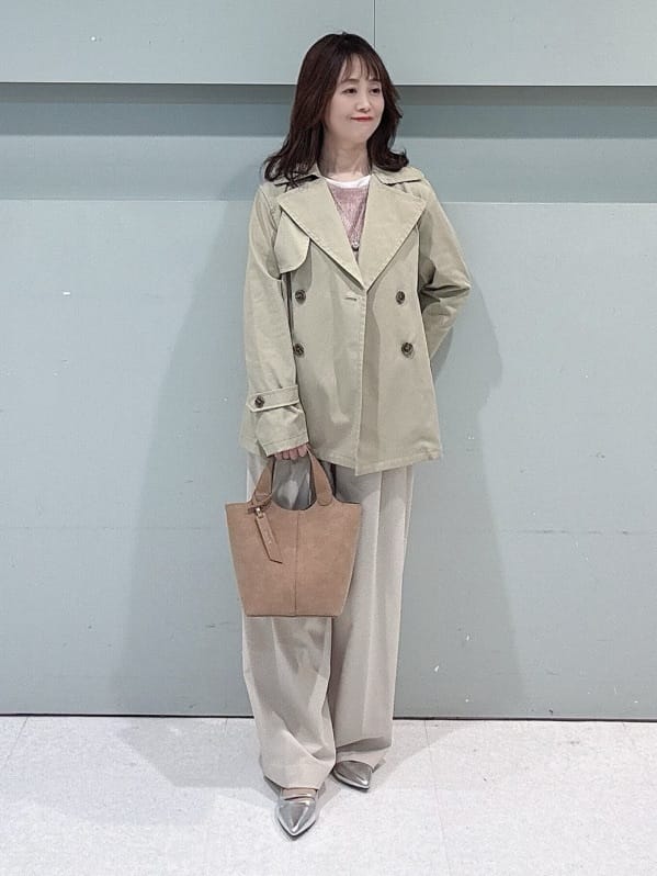 makiさんの「UNTITLED｜【定番人気/はっ水/洗える】タスランショートトレンチコート」を使ったコーディネート