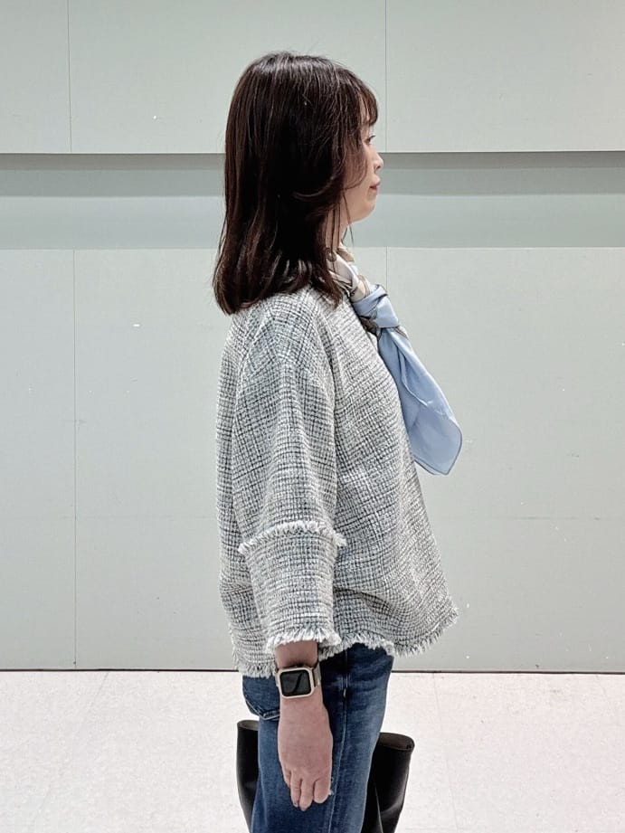 makiさんの「UNTITLED｜◆【洗える】ツイードドルマンブラウス」を使ったコーディネート