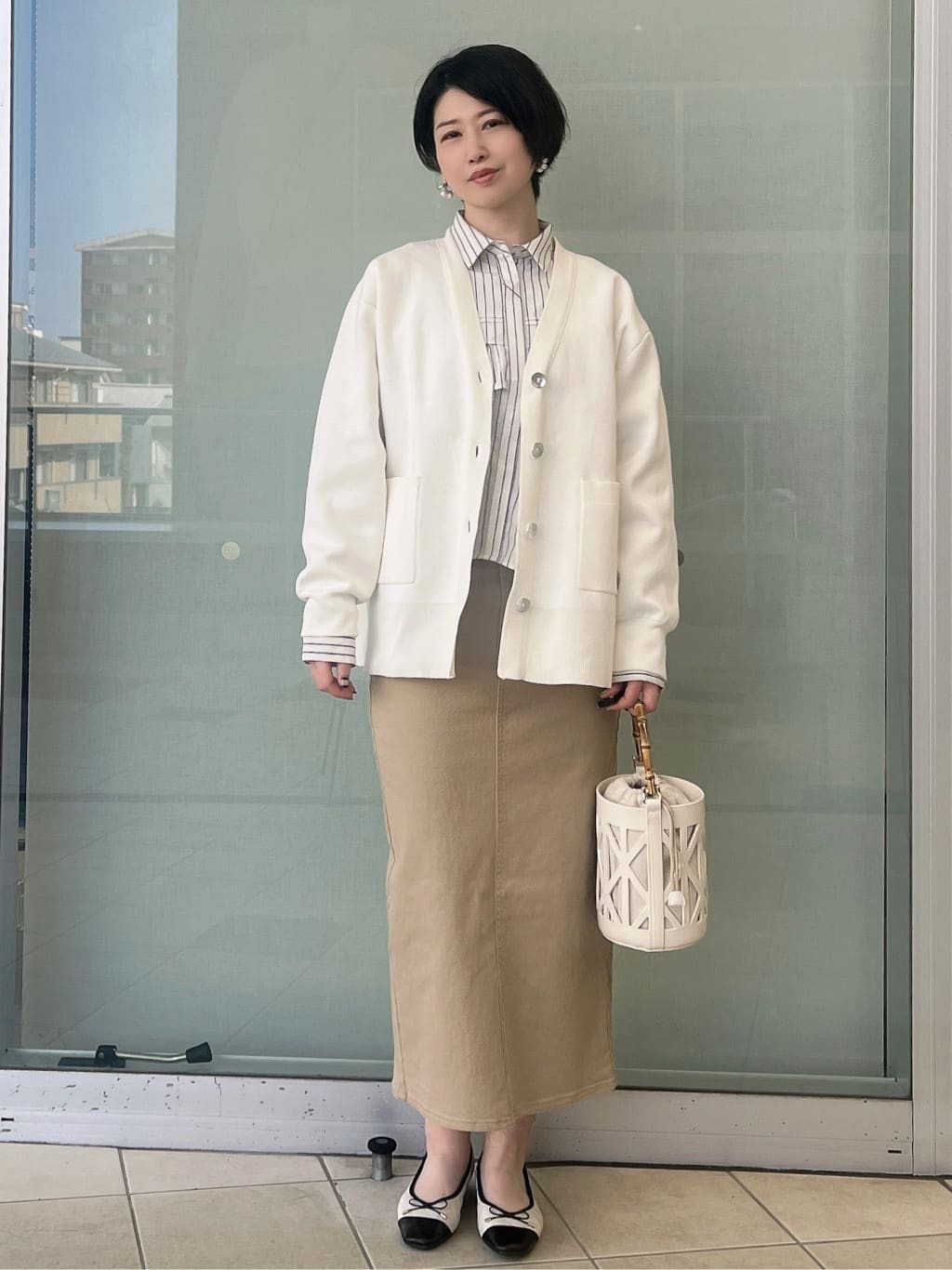 yo-koさんの「OPAQUE.CLIP｜タックフリルシャツ【洗濯機OK】」を使ったコーディネート