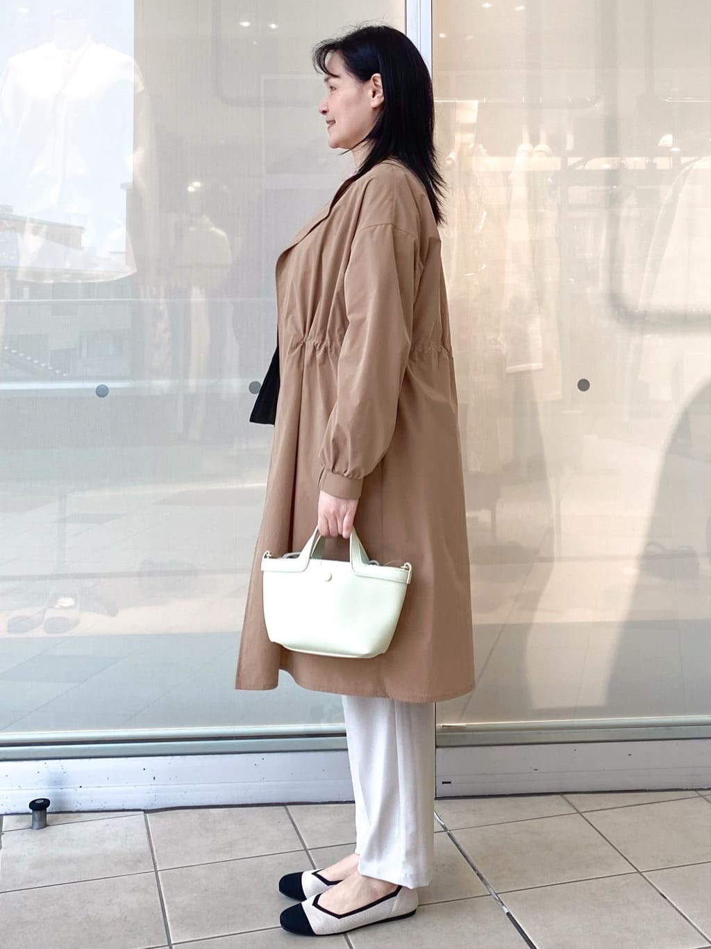 Jeanさんの「OPAQUE.CLIP｜ヴィンテージクロスノーカラーロングコート【洗濯機OK／ストレッチ／イージーアイロン】」を使ったコーディネート