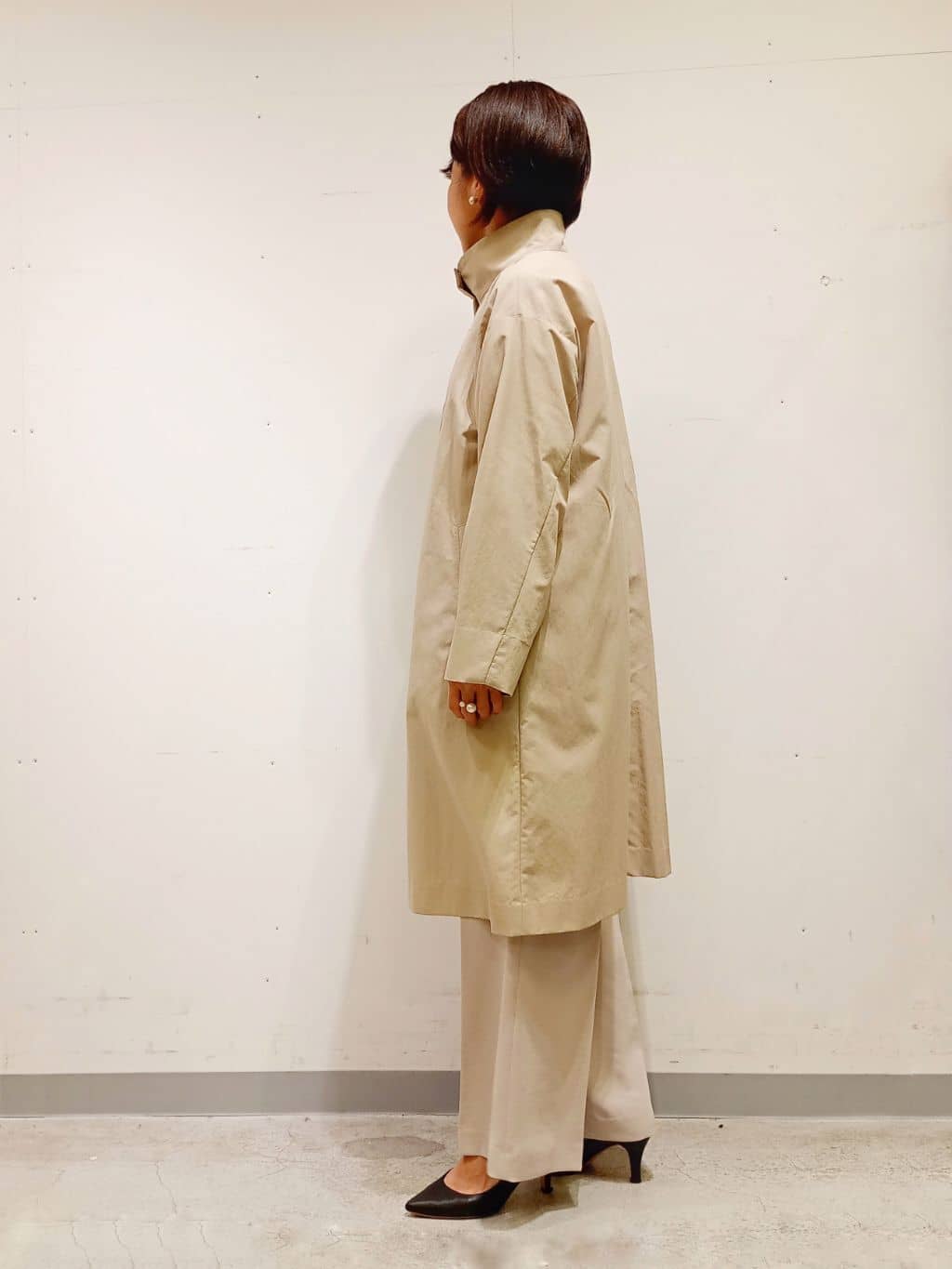 Kさんの「INDIVI｜【撥水／軽量】ミニマル スタンドカラーコート」を使ったコーディネート