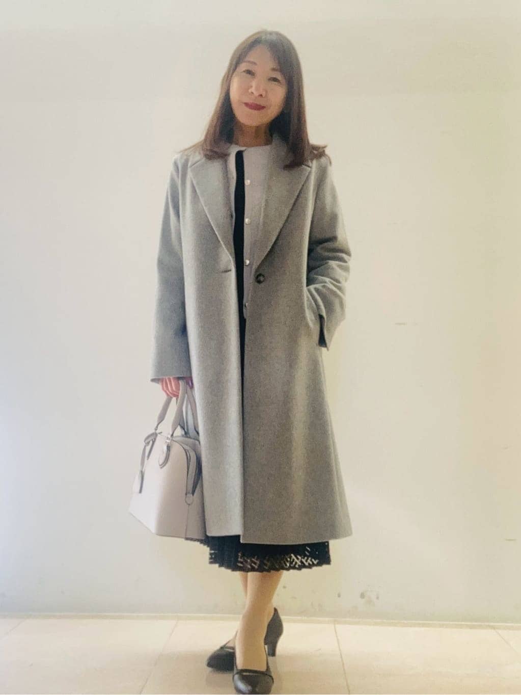 kurodaさんの「Reflect｜【SS-4Lサイズ】シフォン&times;幾何柄レースプリーツワンピース」を使ったコーディネート