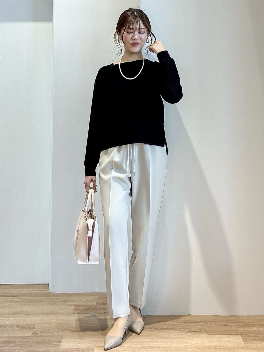 もんちゃんさんの「OPAQUE.CLIP｜【UV】ボートネックガーターニット《6col／洗濯機OK》」を使ったコーディネート