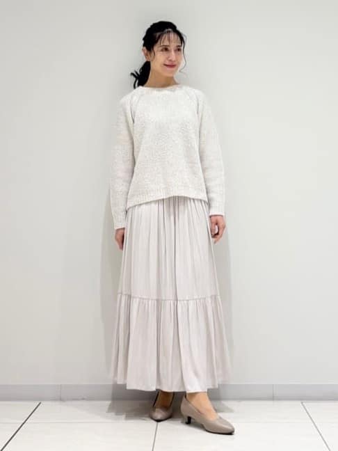 kayoさんの「INDIVI｜【洗える／ラメ／意匠感】ミックスブークレニット」を使ったコーディネート