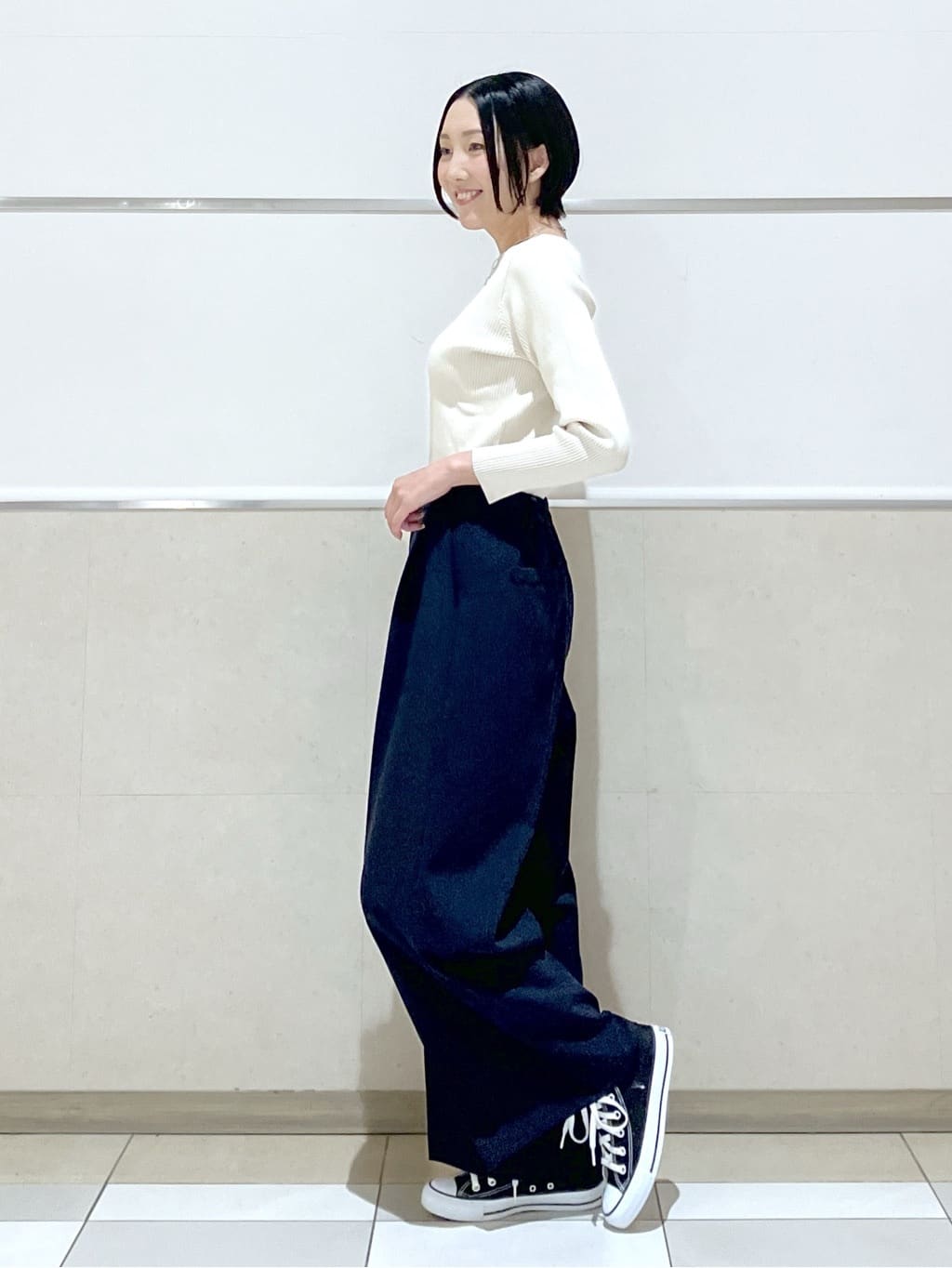 eriko さんの「Dessin｜【セットアップ可能/洗える】ダブルクロスワイドパンツ」を使ったコーディネート