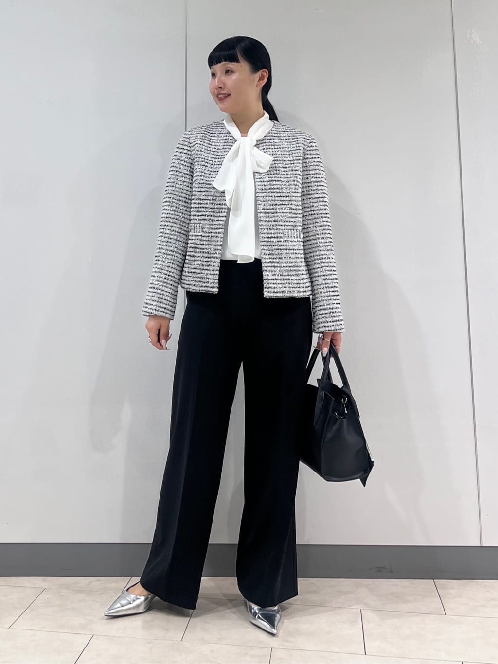 hasuさんの「INDIVI｜【セレモニー／洗える】ミックスツイードライトジャケット」を使ったコーディネート
