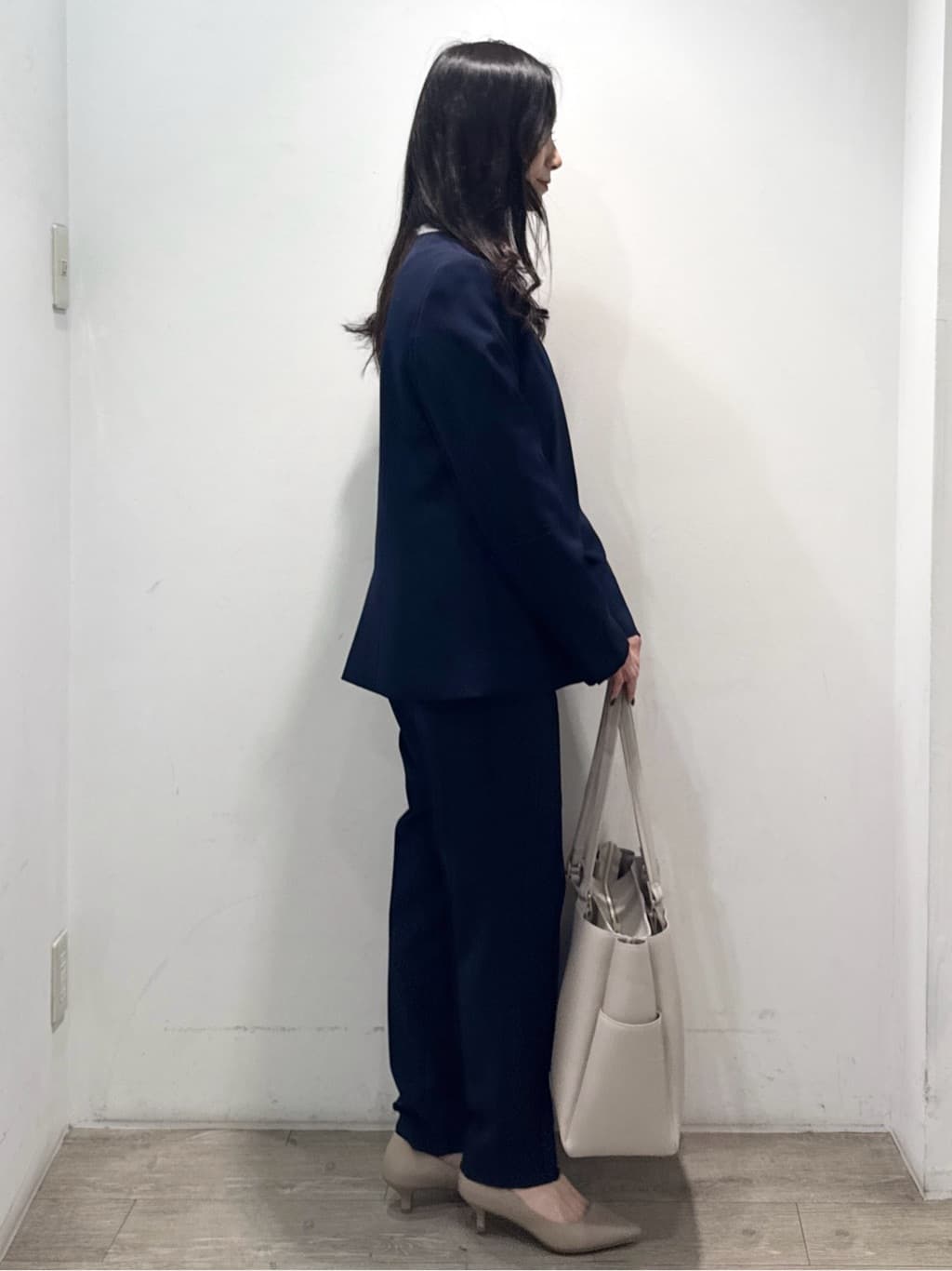 yuicciさんの「OPAQUE.CLIP｜《通勤／セットアップ対応》 Vネックジャケット／ダブルクロス【洗濯機OK】」を使ったコーディネート