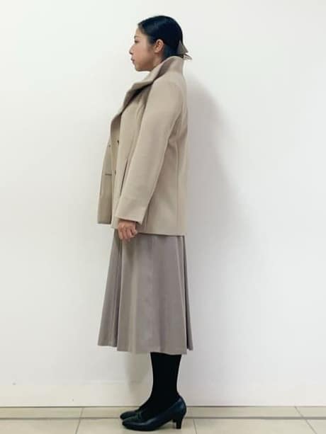 chisaさんの「Reflect｜【SS-4Lサイズ／衿が顔に当たらない◎】スタンドネックミドルコート」を使ったコーディネート