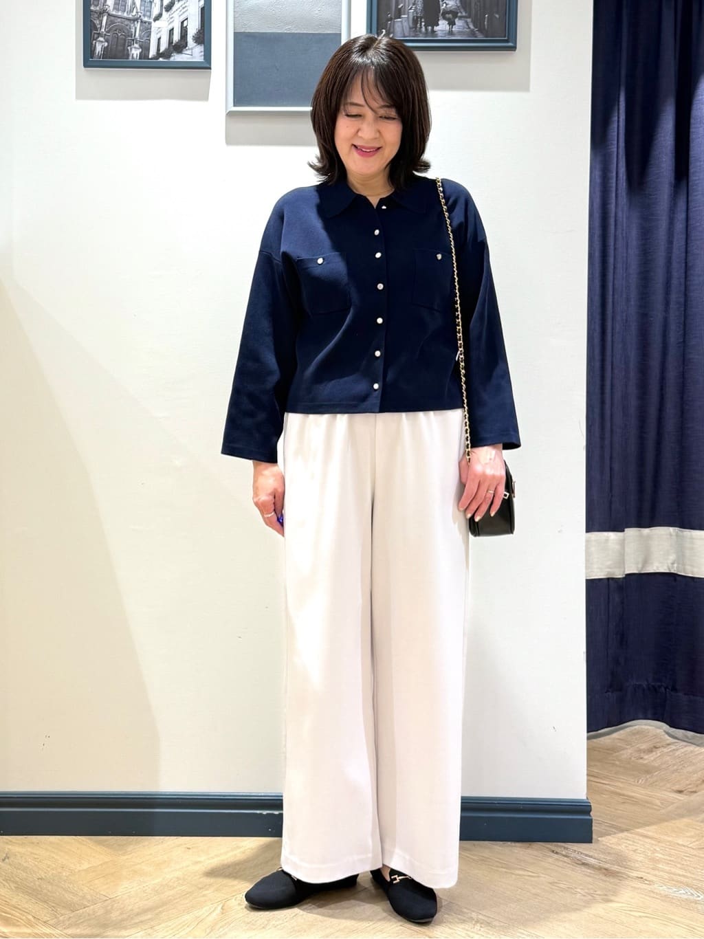 Lilyさんの「grove｜きれい見えとイージーな着心地を両立した、ウエストシャーリング ワイドパンツ」を使ったコーディネート