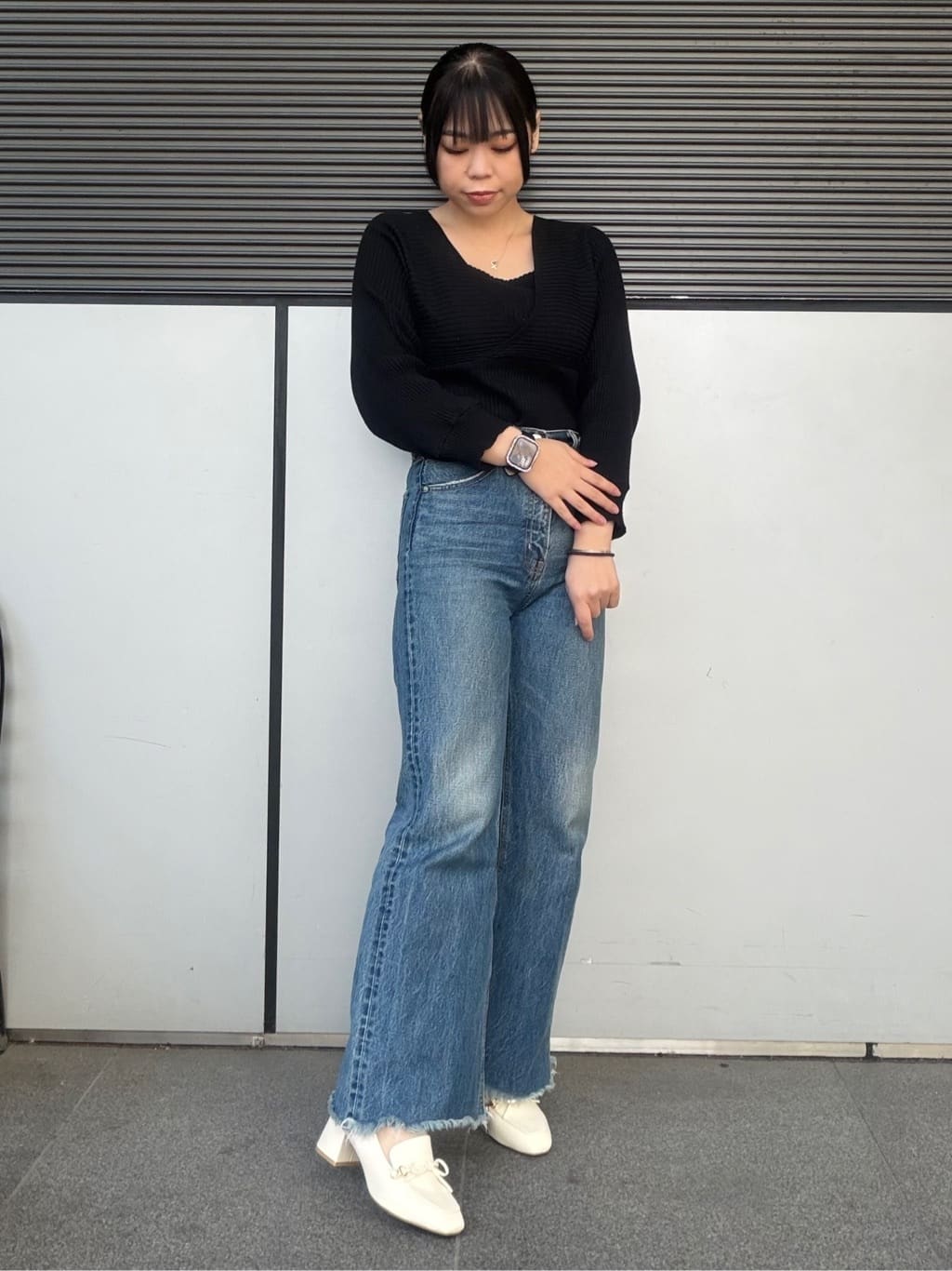 あずみさんの「ESPERANZA｜ビジュー付リボンローファー」を使ったコーディネート