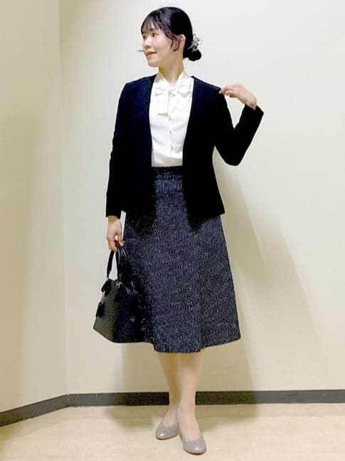  beni_gingerさんの「Reflect｜【SS-4Lサイズ／通勤／セットアップ可】ノーカラージャケット」を使ったコーディネート