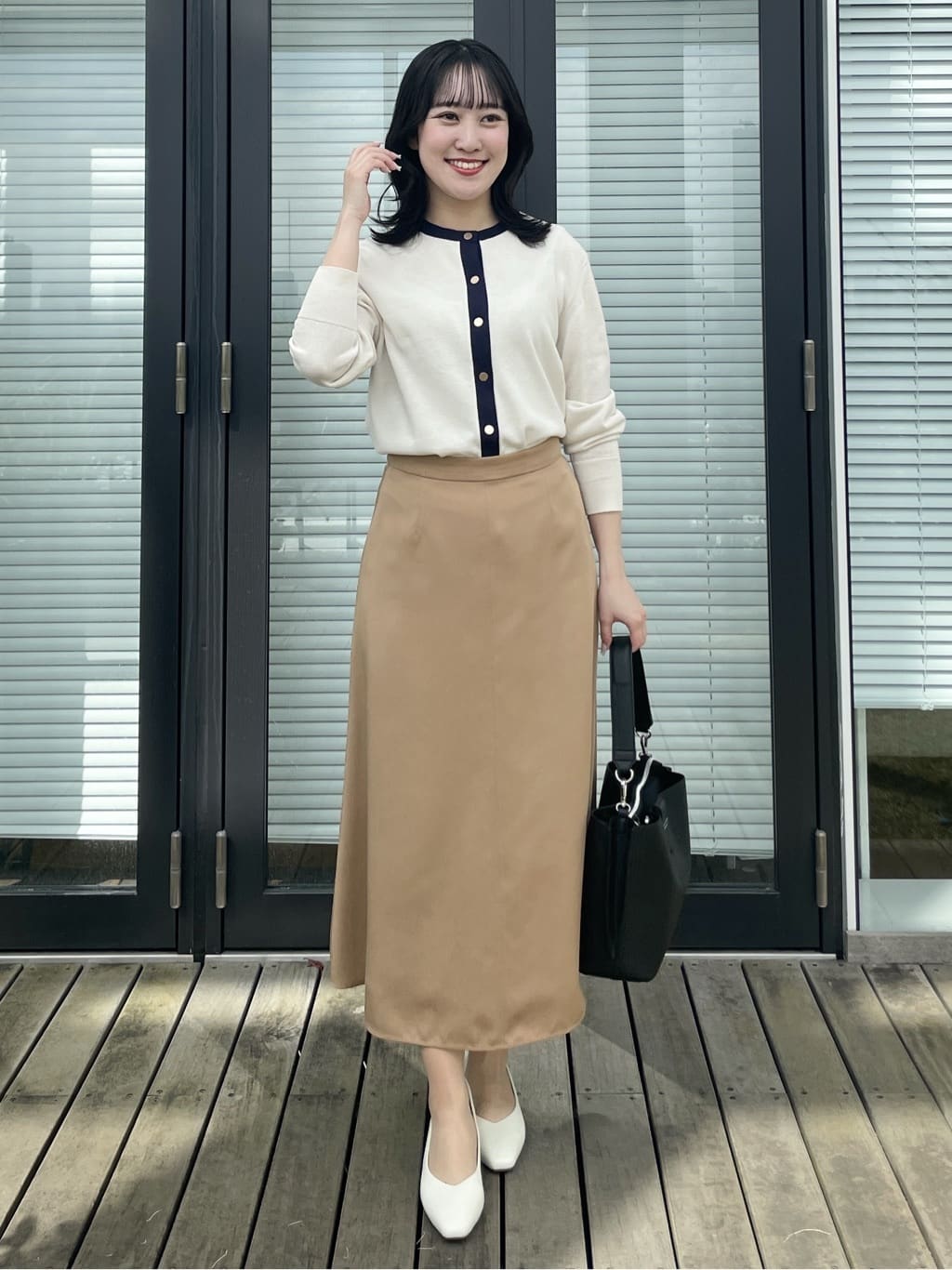 yukariさんの「Reflect｜【アンサンブル可】バイカラーカーディガン」を使ったコーディネート