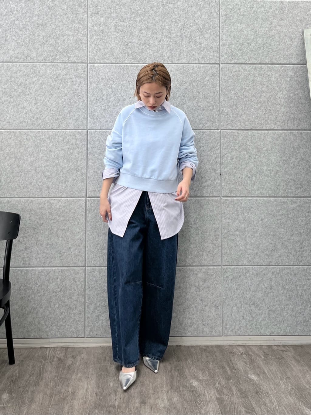 Harukaさんの「INDIVI｜ワイドスリーブカラースウェット」を使ったコーディネート