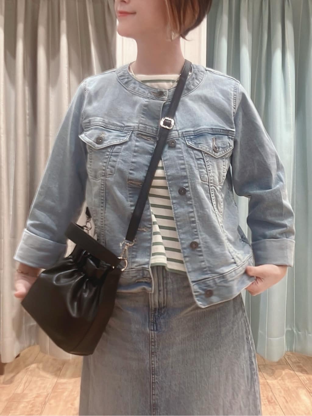aaamiさんの「SHOO･LA･RUE｜【S-LL/洗濯機可】着こなしいろいろ 首元すっきりボートネック ボーダーロンT」を使ったコーディネート