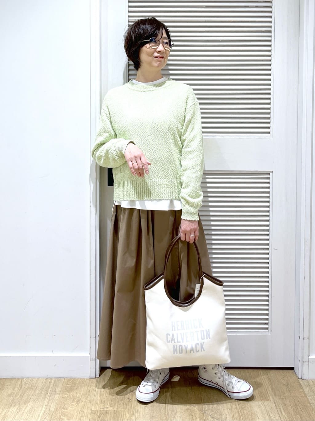 Miyazakiさんの「Dessin｜【体型カバー/レイヤード/洗える】ジョーゼットプルオーバーブラウス」を使ったコーディネート