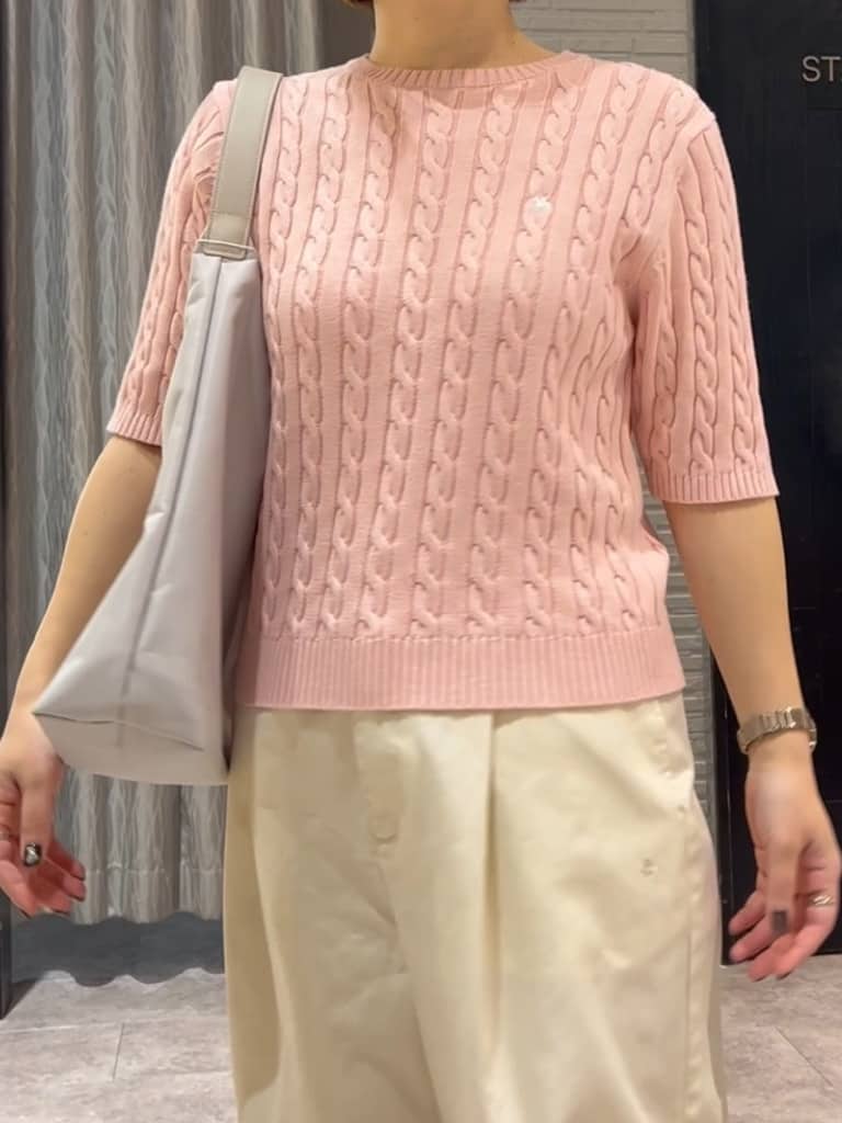 ga_riさんの「THE SHOP TK｜【POLO BCS 別注】5分袖ケーブルニット」を使ったコーディネート