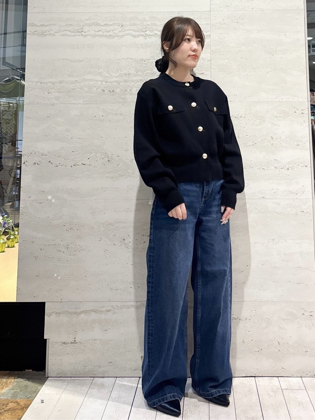 かほさんの「OPAQUE.CLIP｜ワイドストレートデニムパンツ【洗濯機OK】《S～LL》」を使ったコーディネート