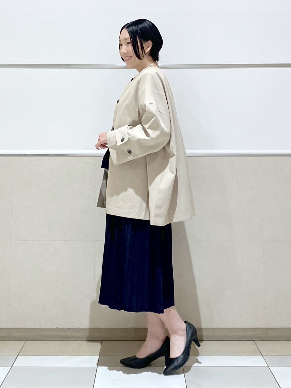 eriko さんの「Dessin｜【花粉ガード/撥水加工/洗える】クルーネックスプリングコート」を使ったコーディネート