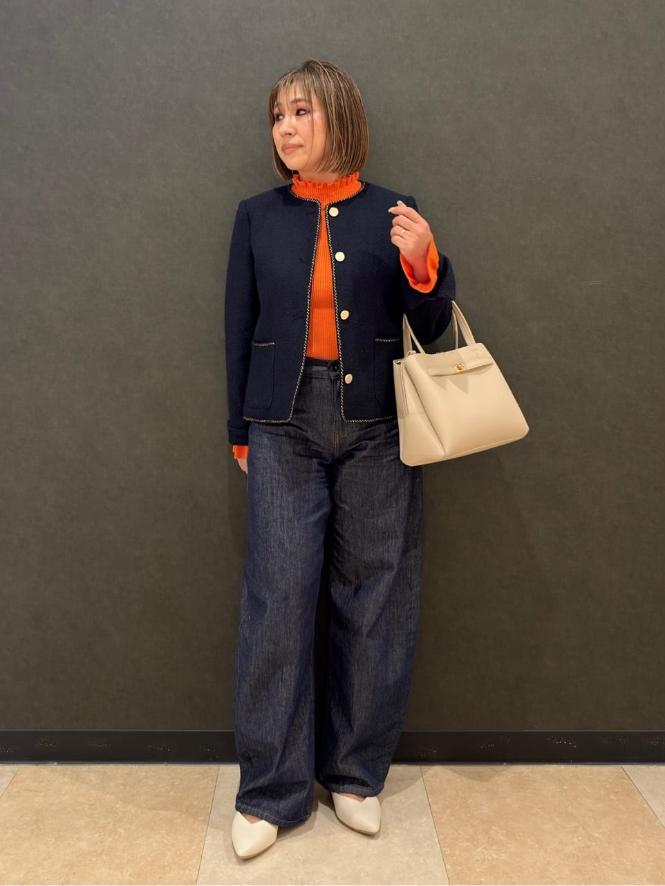Megさんの「SHOO･LA･RUE｜【洗濯機可/S-LL】ほどよいゆとりの もちっとやわらかリブニット」を使ったコーディネート
