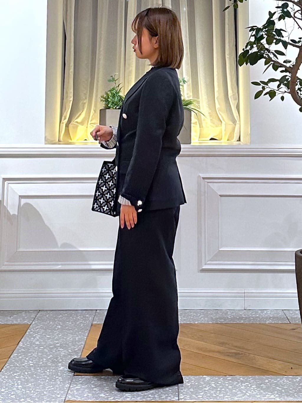 なべこさんの「DRESSTERIOR｜【セットアップ可】リネンブレンドダブルブレストジャケット」を使ったコーディネート